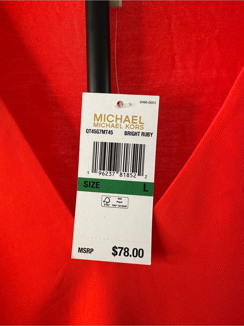 Michael Michael Kors Bright Ruby Sleeveless V-Neck Layered Blouse NWT Size L - Picture 5 of 8